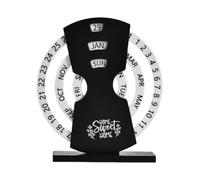 NiuLumea Rotatable Calendar for Perpetual Use, Reusable Rotating Date Changer with DIY Interactivity, for Black ABS Desktop Decor for Home Office Coffee