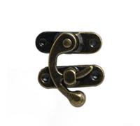 NiuLumea Secure Locking Box Hasp 3.2x2.7cm Antique Finish(Left Hook Bronze) | Antique iron design, secure hook mechanism, fits jewelry boxes, vintage charm, 3.2cm size