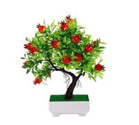 NiuLumea Simulated Potted Plant for Home Decoration, 18 x 26 cm Artificial for Orange Tree in Pot, Green and Red Foliage, Low Maintenance Desktop Decor for Living Room or Office