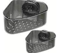 NiuLumea Sink Organizer Rack Kitchen, Corner Drain for Caddy Sponges Scrubbers Dishcloths, Transparent ABS Storage with Suction Cups, 2 Pack