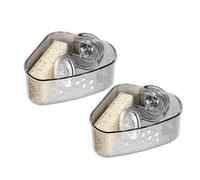 NiuLumea Sink Organizer Rack Kitchen with Suction, 2 Pack Corner Drain for Caddy Sponges Scrubbers Dish Cloths, Clear ABS Plastic Storage Box