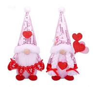 NiuLumea Soft Glitter Plush Doll Ornament, Faceless Old for Man with Festive Hat, Compact Christmas Tree Decoration Home Shelf, Pink 29cm