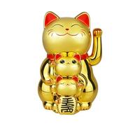 NiuLumea Solar Powered Automatic Waving Lucky for Cat Ornament for Home Office Decor, No Batteries Required, Red Base with Solar Panel