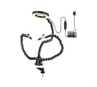NiuLumea Soldering Helping Hands with USB for Ring Light Flexible Clamp | 5-claw Flexible,Silicone Jaws, 360° Rotatable Clamps,USB LED Fill Light, For PCB Phone Repair