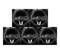 NiuLumea Steering Wheel Cover PU Leather Diamond Check Embossed Anti-Slip Grip Protective Accessory for Most Cars 38cm Black Red(Dark brown)