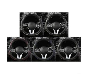 NiuLumea Steering Wheel Cover PU Leather Diamond Check Embossed Anti-Slip Grip Protective Accessory for Most Cars 38cm Black Red(Dark brown)