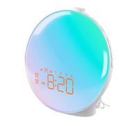 NiuLumea Sunrise Simulation Alarm Clock with Dual Alarms, FM & 18 Nightlight Colors, Sleep Timer, White