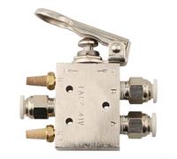 NiuLumea TAC2-41P+34T 2-Pos 5-Way Mech Valve 6mm | Nickel plated brass body, resistant metal construction, silver finish, air fluid compatible