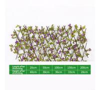 NiuLumea Telescopic Fence, Wood Frame Artificial Vine Adjustable Screen for Garden Balcony Cafe Outdoor Privacy(purple)