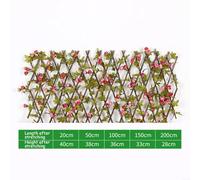 NiuLumea Telescopic Fence, Wood Frame Artificial Vine Adjustable Screen for Garden Balcony Cafe Outdoor Privacy(dark pink)