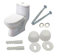 NiuLumea Toilet Pan Floor Fixing Kit with Anchor Bolts and Screw Covers, Angled WC Repair Fixings Standard Toilet Bidet and for Semi Pedestal Basin (White)