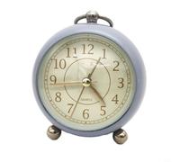 NiuLumea Vintage Alarm Clock Silent Non Ticking with Night Light, Metal Twin Bell Bedside Table Clock for Bedroom Decor, Battery Operated, White(D)