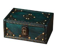 NiuLumea Wooden Storage Box for Jewelry Organizer, Vintage Trinket Keep Case with Antique Design, Pine Wood & Alloy Clasps, 18 x 12 x 8 cm, Retro Red