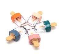niumanery 6ml Ice Cream Shape Transparent Mini Lip Gloss Tube Empty Lip Balm Container With Lid Rubber Inserts Lipstick Samples Dispenser Bottle Random Color