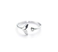 niumanery 925 Sterling Silver Solid Ring Exquisite Whale Tail Plain Band Ring Adjustable