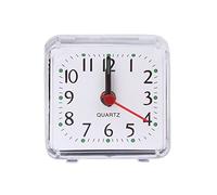 niumanery Mini Square Quartz Beep Alarm Clock Plastic Desk Table Travel Trip Portable White