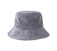 niumanery Unisex Winter Warm Corduroy Velvet Bucket Hat Ribbed Solid Color Fisherman Cap Light Grey