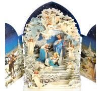 Niumcraft Merry Christmas Amazing Tri Fold 3D Pop-Up Greeting Card The Religious Christmas Nativity Scene describe the whole story of the Birth of Jesus Christ size 6x8 inch include a matching theme