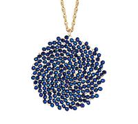 Niumike Long Pendant Necklace for Women - Womens Handmade Long Statement Beaded Crystal Large Disc Circle Pendant Gold Plated Sweater Chain Boho Necklaces, 2.56×2.56×19.5 inches, Gold Plated, crystal