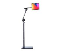 Niumowa Tablet Floor Stand Holder, 360 Degree Rotating with Height Adjustable Stand Compatible with 4.7"-13" Phone/Tablet, Kindle, 63" Phone Stand, Aluminum Alloy, for Bed,Sofa,Desk.Black