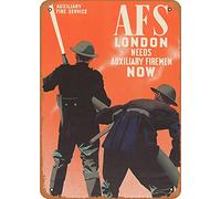 NIUMOWANG London Needs Firemen WW2 Ww2 Propaganda Retro Vintage Decorative Metal Tin Sign 8x12 Inch