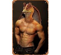 NIUMOWANG Metal Sign - Buff Jar Jar Binks Tin Poster 12 X 8 Inches