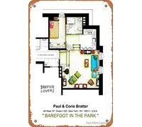 NIUMOWANG Metal Sign - Floorplan of The apt from Barefoot in The Park Tin Poster 12 X 8 Inches