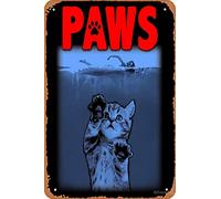 NIUMOWANG Metal Sign - Paws Kitten Jaws Parody Tin Poster 12 X 8 Inches