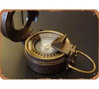 NIUMOWANG WW2 Prismatic Compass Collections Retro Vintage Decorative Metal Tin Sign 8x12 Inch