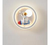 niuniaj 24W LED Wall Light,3 Colour Temperatures Indoor Wall Lamps Round,Modern Astronaut Wall Sconce Lights for bedrooms,Living Room,Studies,hallways,Bedside,Kids Boys Room Playroom(White)