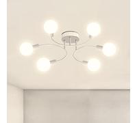 niuniaj Chandelier Sputnik Ceiling Light,6 Lights E27 Modern White Ceiling Lighting,Semi-Flush Mount Ceiling Lamp Vintage Chandelier for Living Room,Bedroom,Dining Room,Kitchen(no Shade no Bulb)