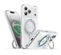 Niunisi 360° Spin Stand Case Compatible with iPhone 17 Pro Case [Compatible with Mag Safe] Durable Metal Kickstand, Rotatable Ring Holder, Shockproof Magnetic Cover for Phone 17 Pro 6.3 Inch, Clear