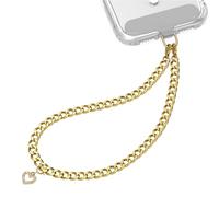 Niunisi Phone Wrist Strap Metal Chain, Love Phone Charm Strap with Tether Tab Wrist Chain Lanyard for Women and Girls, Cuban Heart