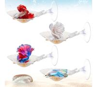 Niuohoy 5 Pcs Betta Fish Bed Shell Hammock Betta Resting Spot with Suction Cups Natural Shell Hideouts & Spawning Grounds for Betta, Shrimp, Cichlid, Small Fish Tank Decorations
