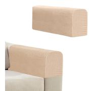 Niuoppy 2Pcs Armchair Covers Protectors Slipcover, Sofa Arm Covers Anti-Slip, Arm Rest Covers Thickened for Sofa Chair Protector Couches Recliner (Beige)