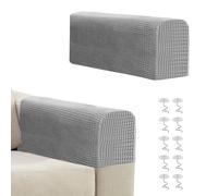 Niuoppy 2Pcs Armchair Covers Protectors Slipcover, Sofa Arm Covers Anti-Slip, Arm Rest Covers Thickened for Sofa Chair Protector Couches Recliner (Light Grey, with 10Pcs Twist Nail)