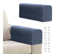 Niuoppy 2Pcs Armchair Covers Protectors Slipcover, Sofa Arm Covers Anti-Slip, Thickened Arm Rest Covers for Sofa, Chair Arm Cover for Sofa Protector Couches Recliner (Dark Grey, with10Pcs Twist Nail)