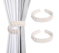 Niuoppy 2Pcs Bendable Curtain Tiebacks, Cotton-White