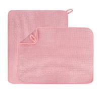 Niuoppy 2Pcs Dish Drying Mat, 38x50cm Highly Absorbent Draining Board Mats, Non Slip Washable Kitchen Counter Mat, Insulated Placemat, Microfiber Draining Drainer Mat (Pink, 38x50 cm)