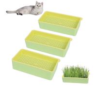 Niuoppy 3Pcs Cat Grass Boxes Soil-Free, Indoor Hydroponic Cat Grass Planting Kit Growing, Catnip Plant Bowls, No seeds (Green)