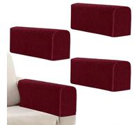 Niuoppy 4Pcs Armchair Covers Protectors Slipcover, Sofa Arm Covers Anti-Slip, Thickened Arm Rest Covers for Sofa, Chair Arm Cover for Sofa Protector Couches Recliner (4*Wine Red)