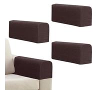 Niuoppy 4Pcs Armchair Covers Protectors Slipcover, Sofa Arm Covers Anti-Slip, Thickened Arm Rest Covers for Sofa, Chair Arm Cover for Sofa Protector Couches Recliner (4*Dark Brown)