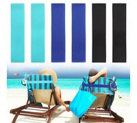 Niuoppy 6 Pcs Elastic Sunbed Towel Bands, Towel Bands for Beach Sun Loungers, Best Beach Chair Towel Clips, Beach Towel Holder for Cruise Chair 2*(Black+Navy Blue+Light Blue, 1mm Thick) (Recommended)