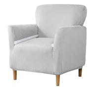 Niuoppy Armchair Covers Slipcovers Velvet, Wider Arm Chair Covers Non-slip, Thicked Single Sofa Chair Cover for Banquet Accent Chair Protector (Light Grey)