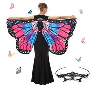 Niuoppy Butterfly Wings for Adults - Soft Costume, Shawl, Cape for Girls and Women - Beach Party Cosplay Dancing (Style02)