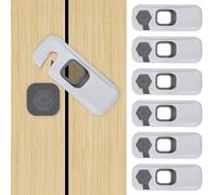 Niuoppy Cupboard Locks for Children, 6PCS Child Safety Cabinet Locks, Child Proof Cupboard Locks, Child Proof Refrigerator Door Lock, Safety Lock for Cupboard, Dishwasher, Fridge (Light Grey)