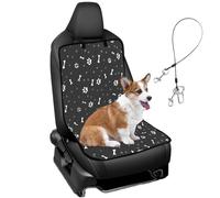 Niuoppy Dog Car Seat Cover for Front Passenger Seat, Non-Scratch Proof Pet Seat Protector with Waterproof Lining, Universal Fit for Cars Trucks SUVs Vans (Black with Dog Car Seat Belt.)