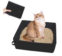 Niuoppy Foldable Cat Litter Tray, Rabbit Litter Tray, Foldable Travel Cat Toilet for Car and Carrier (Black)