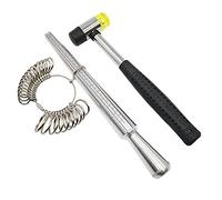 NIUPIKA Metal Ring Mandrel Sizer Gauge Set with Jewelers Rubber Hammer Mallet Finger Sizing Tools Rings Size Measurements UK Sizes A-Z Steel Jewellery Making Repair Tool