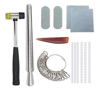 NIUPIKA Ring Sizer Mandrel Set Jewellery Making Tools Including Jeweler's Rubber Hammer,Finger Sizer Gauge UK Size A-Z,Ring Mandrel,Polishing Cloth,Agate Burnisher